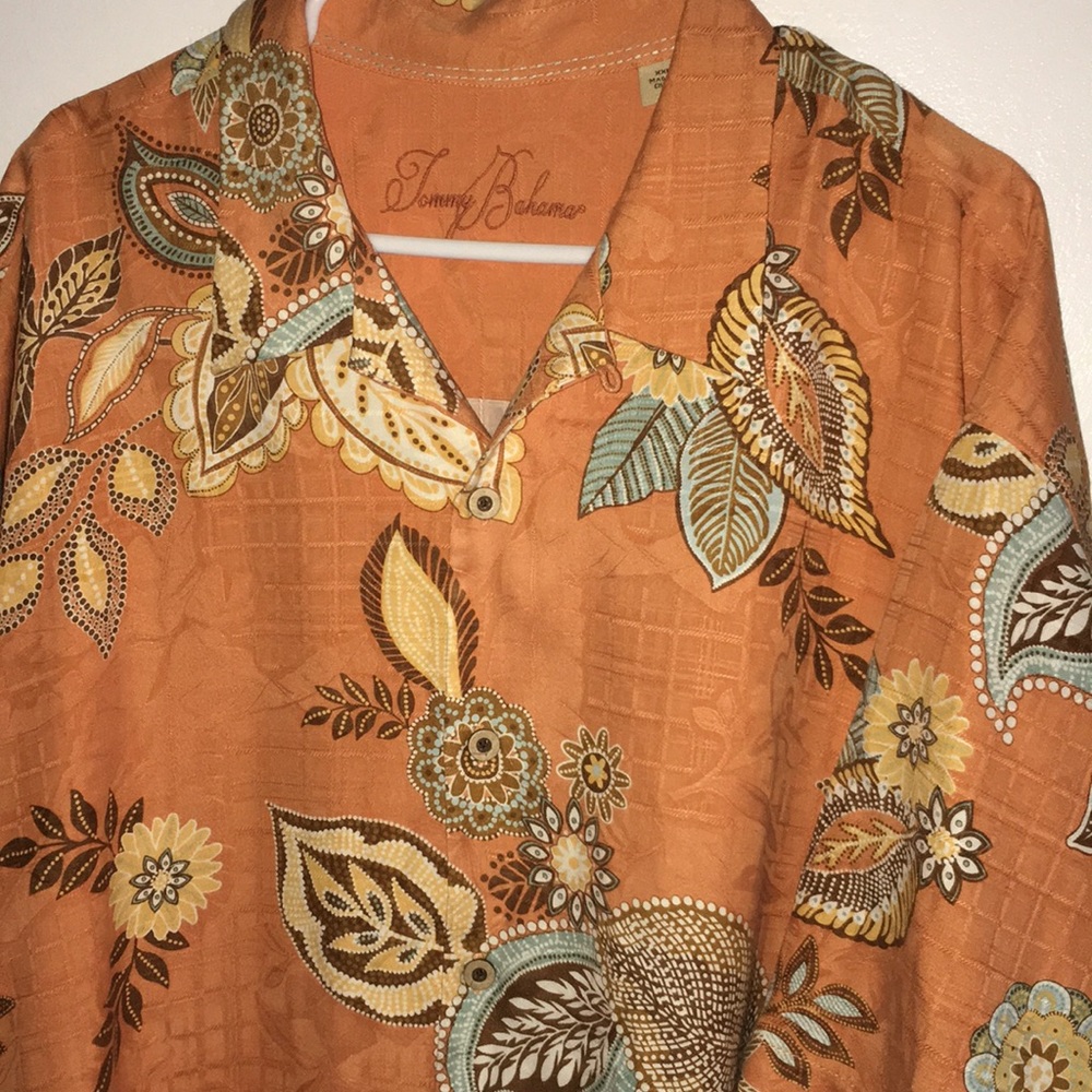 New XXL Tommy Bahama Paisley melon shirt